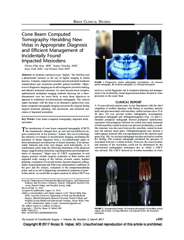 (PDF) Cone Beam Computed Tomography Heralding New Vistas in Appropriate ...