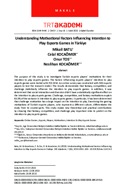 (PDF) Understanding Motivational Factors Influencing Intention to Play ...