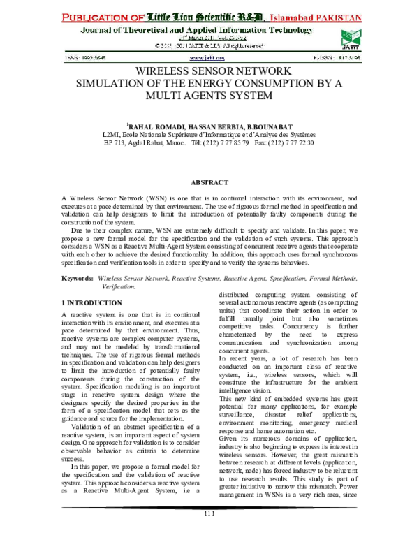 (PDF) Wireless Sensor Network Simulation of the Energy Consumption by a ...