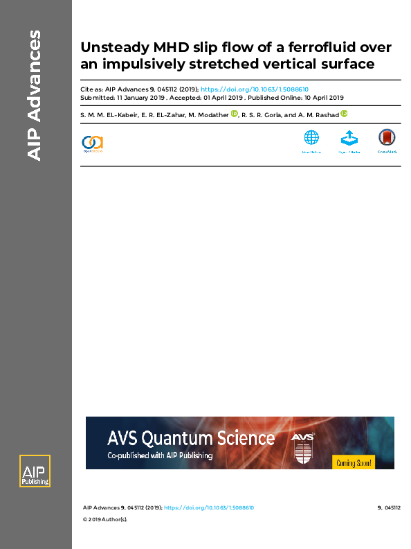 (PDF) Unsteady MHD slip flow of a ferrofluid over an impulsively ...