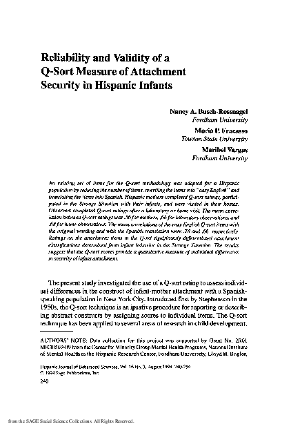 (PDF) Reliability and Validity of a Q-Sort Measure of Attachment ...
