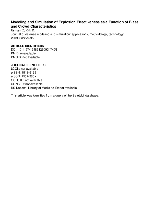 (PDF) Modeling and Simulation of Explosion Effectiveness as a Function ...