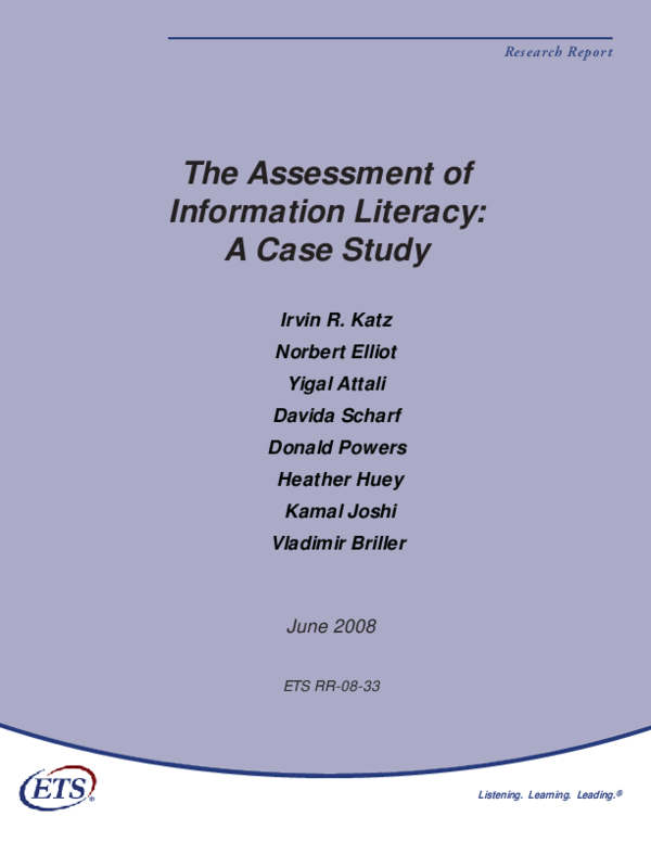 (PDF) The Assessment of Information Literacy: A Case Study