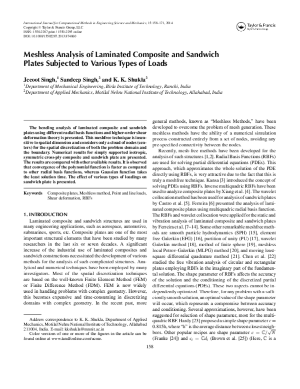 (PDF) Meshless Analysis of Laminated Composite and Sandwich Plates
