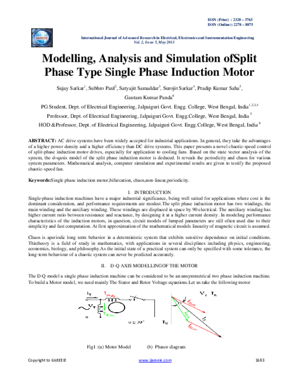 (PDF) Modelling, Analysis and Simulation ofSplitPhase Type Single Phase ...