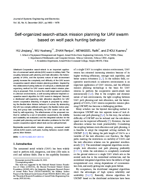 (PDF) Self-organized search-attack mission planning for UAV swarm based ...