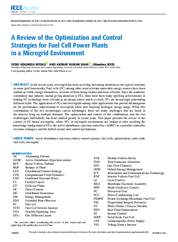 (PDF) A Review of the Optimization and Control Strategies for Fuel Cell ...