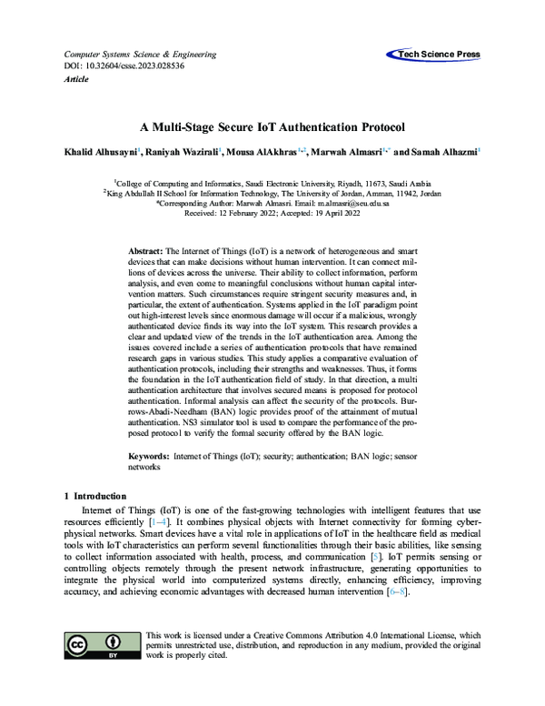 (PDF) A Multi-Stage Secure IoT Authentication Protocol