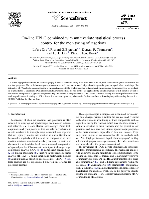 (PDF) On-line HPLC combined with multivariate statistical process ...
