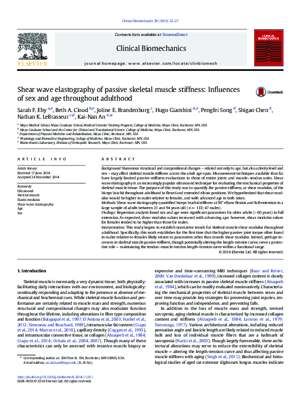 (PDF) Shear wave elastography of passive skeletal muscle stiffness ...