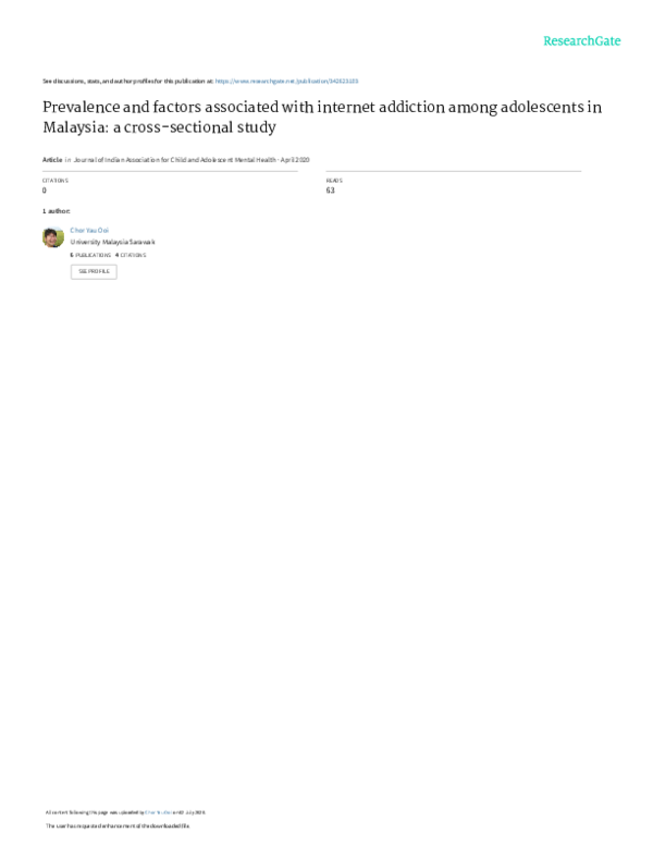 (PDF) Prevalence and factors associated with internet addiction among ...