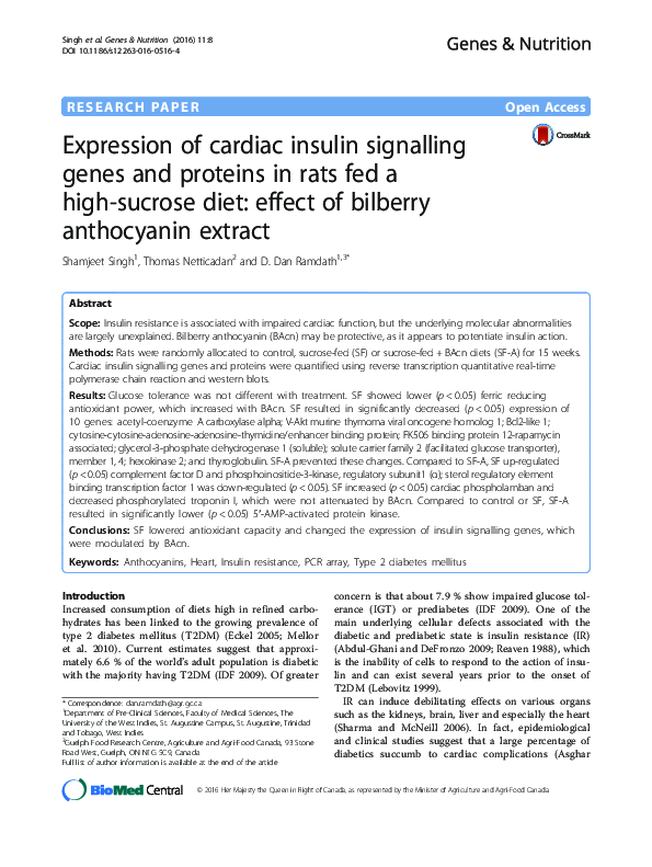 (PDF) Expression of cardiac insulin signalling genes and proteins in ...