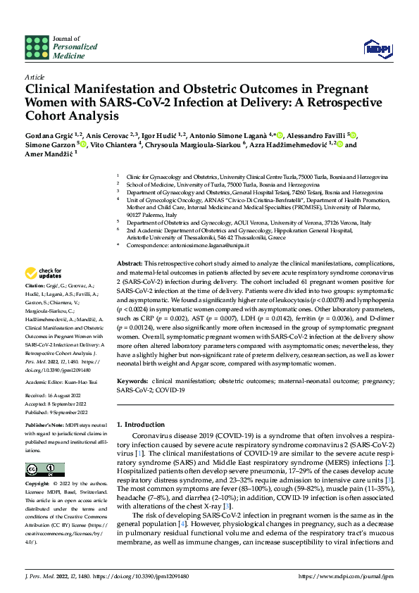 (PDF) Clinical Manifestation and Obstetric Outcomes in Pregnant Women ...
