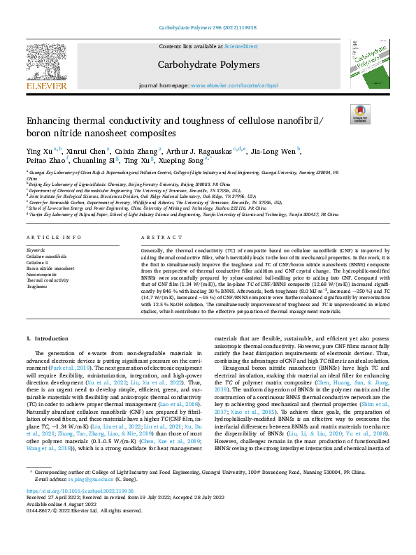 (PDF) Enhancing thermal conductivity and toughness of cellulose ...