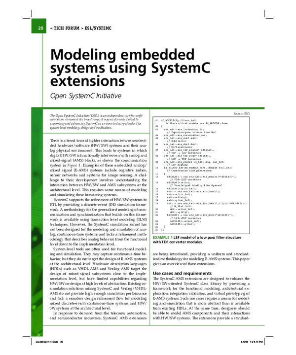 (PDF) Modeling embedded systems using SystemC extensions