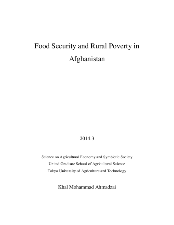 (PDF) Food security and rural poverty in Afghanistan