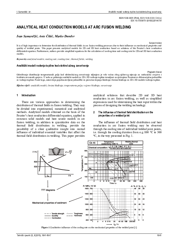 (PDF) Analytical heat conduction models at arc fusion welding Ante