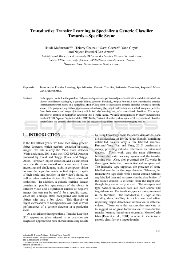 (PDF) Transductive Transfer Learning to Specialize a Generic Classifier
