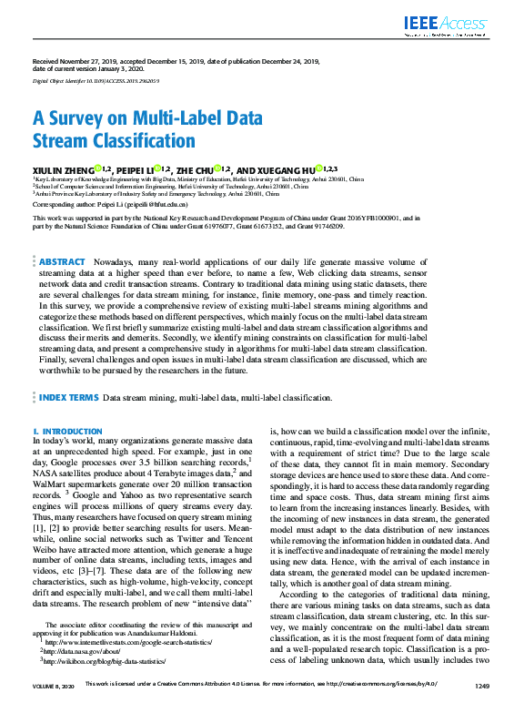 (PDF) A Survey on Multi-Label Data Stream Classification