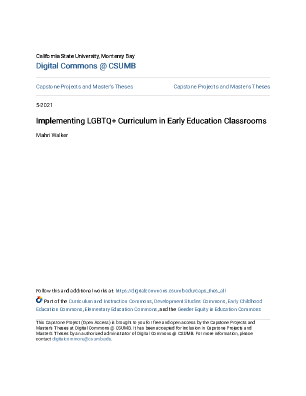 (PDF) Implementing LGBTQ+ Curriculum in Early Education Classrooms