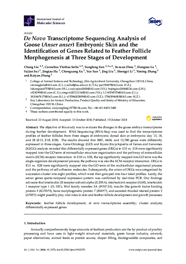 (PDF) {"__content__"=>" Transcriptome Sequencing Analysis of Goose ...