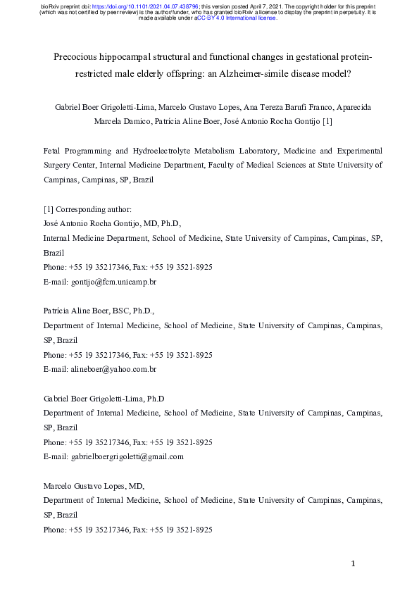 (PDF) Precocious hippocampal structural and functional changes in ...