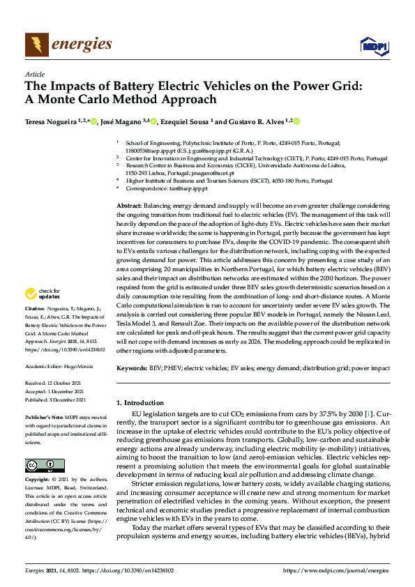 (PDF) The Impacts of Battery Electric Vehicles on the Power Grid A