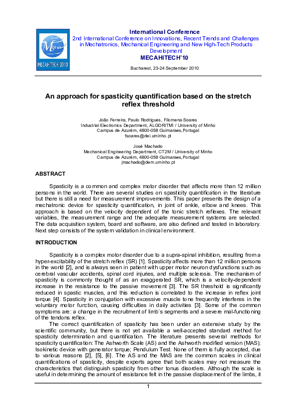 (PDF) An approach for spasticity quantification based on the stretch ...