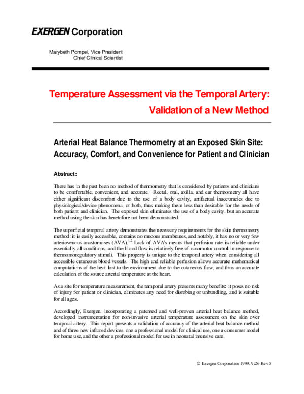 (PDF) Temperature Assessment via the Temporal Artery Marybeth Pompei