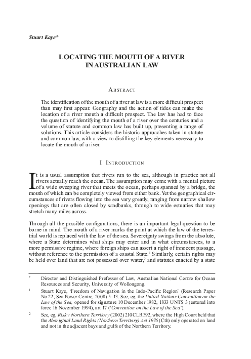 (PDF) Locating the Mouth of a River in Australian Law