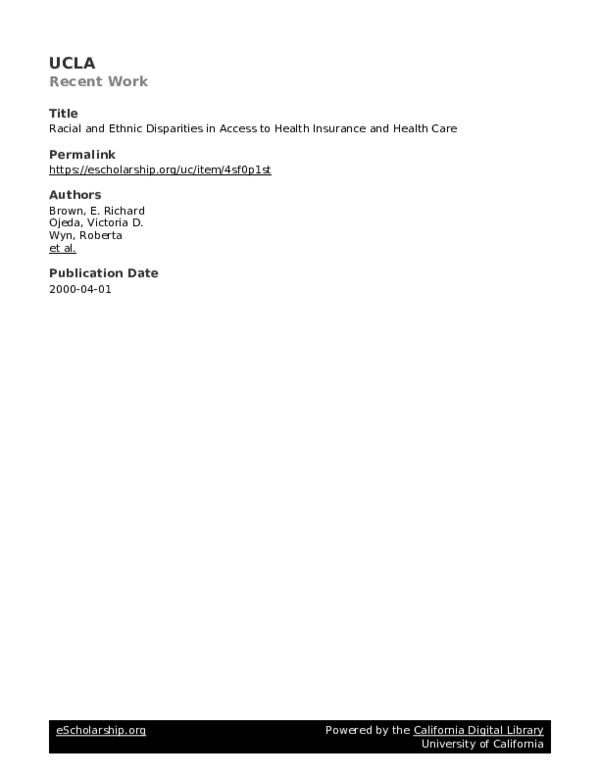 (PDF) Racial and Ethnic Disparities in Access to Health Insurance and ...