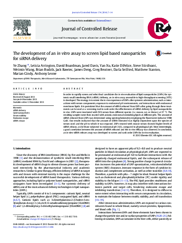 (PDF) The development of an in vitro assay to screen lipid based ...