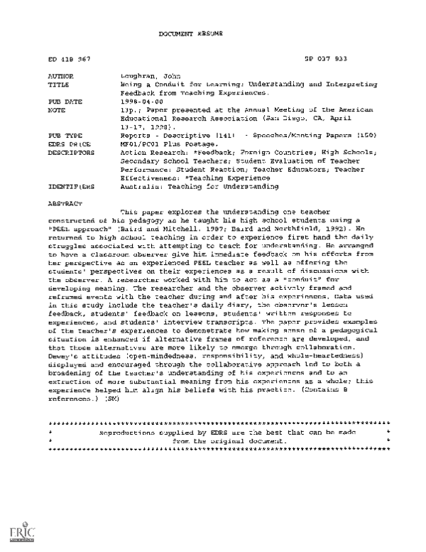 (PDF) Being a Conduit for Learning Understanding and Interpreting