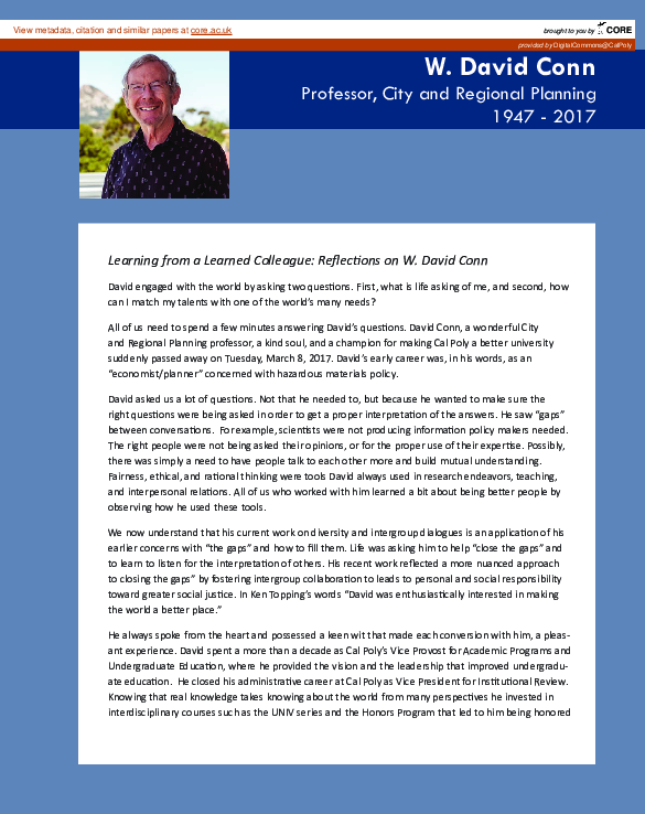 (PDF) Eulogy for W. David Conn