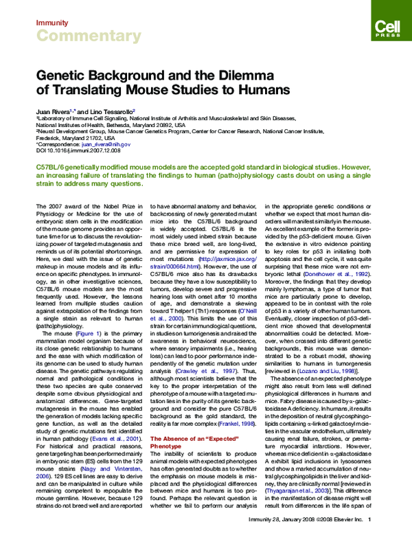 (PDF) Genetic Background and the Dilemma of Translating Mouse Studies ...
