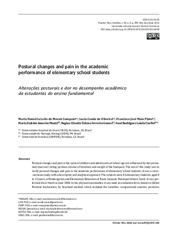 (PDF) Postural changes and pain in the academic performance of ...