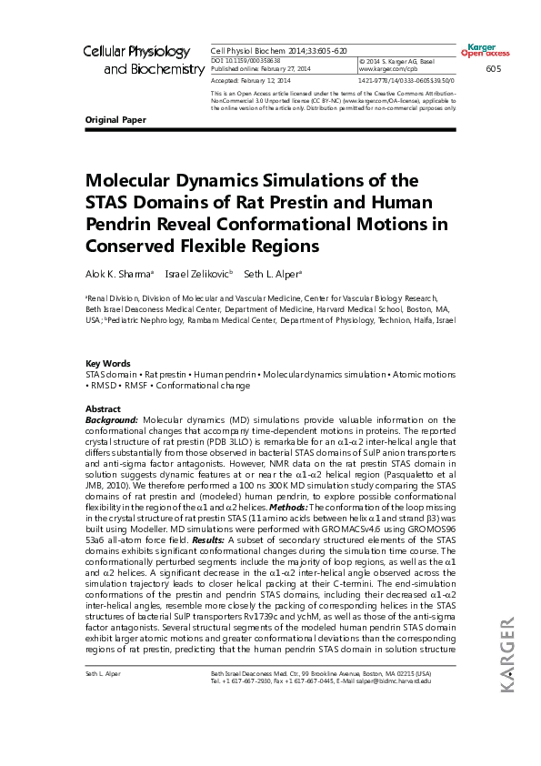 (PDF) Molecular Dynamics Simulations of the STAS Domains of Rat Prestin ...