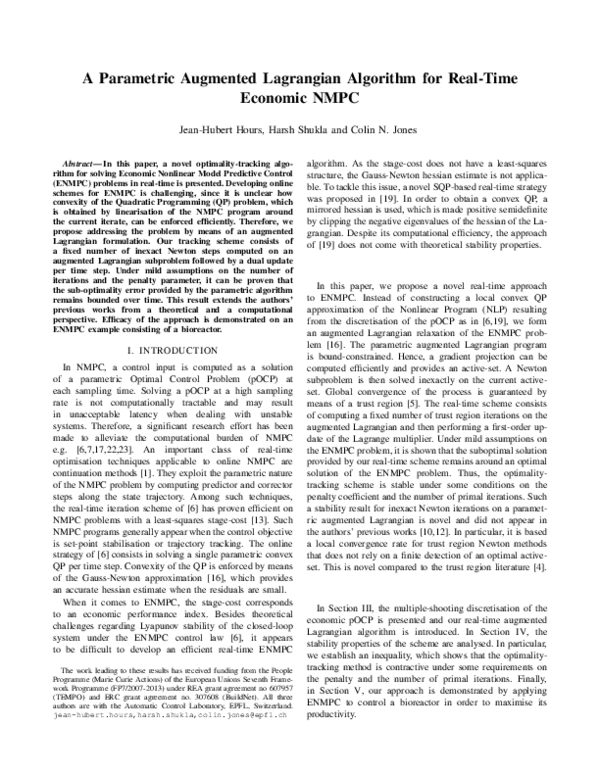 (PDF) A parametric augmented Lagrangian algorithm for real-tim economic ...
