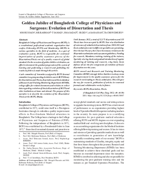 (PDF) Golden Jubilee of Bangladesh College of Physicians and Surgeons ...