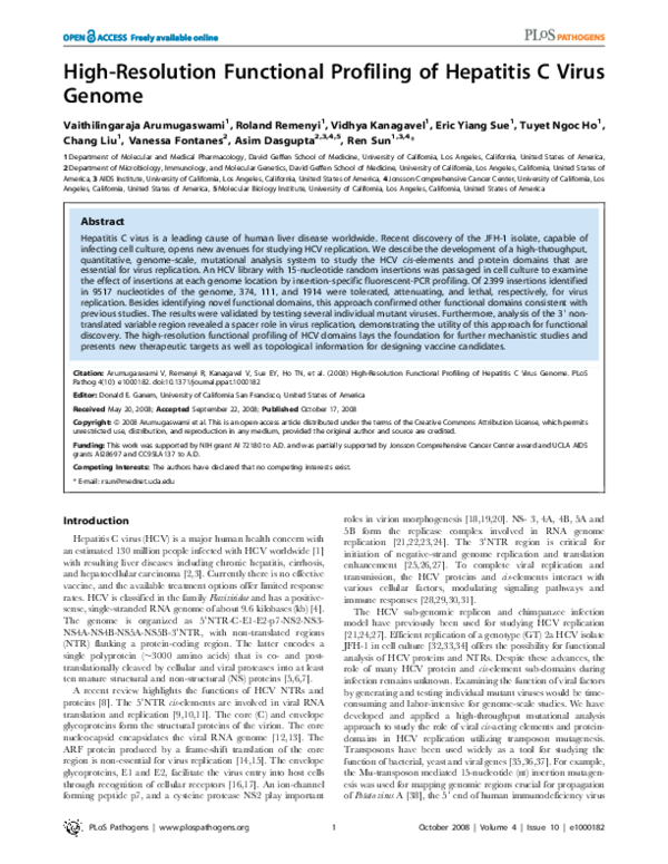 (PDF) High-Resolution Functional Profiling of Hepatitis C Virus Genome