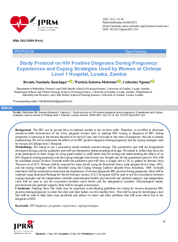 (PDF) Study Protocol on HIV Positive Diagnosis During Pregnancy ...