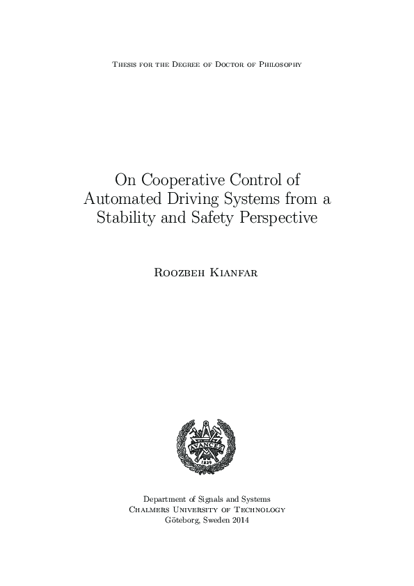 (PDF) On Cooperative Control of Automated Driving Systems from a ...