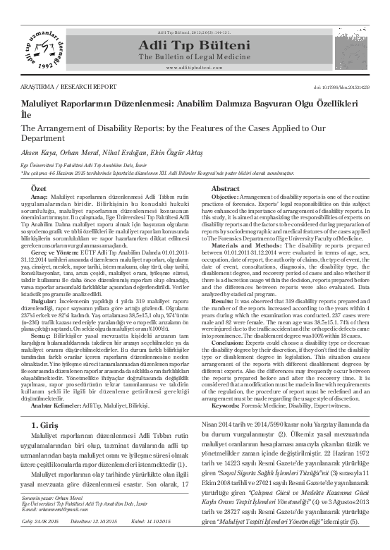 (PDF) The Arrangement of Disability Reports: by the Features of the ...