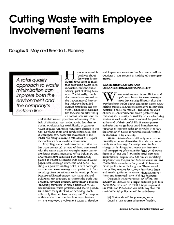 (PDF) Cutting waste with employee involvement teams