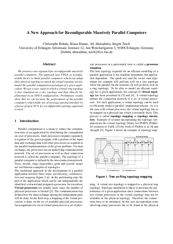 (PDF) A new approach for reconfigurable massively parallel computers