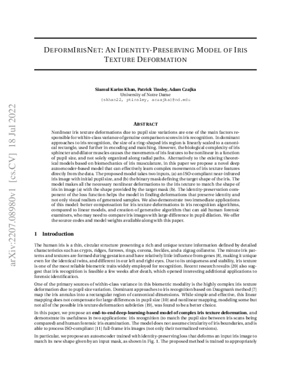 (PDF) DeformIrisNet: An Identity-Preserving Model of Iris Texture ...