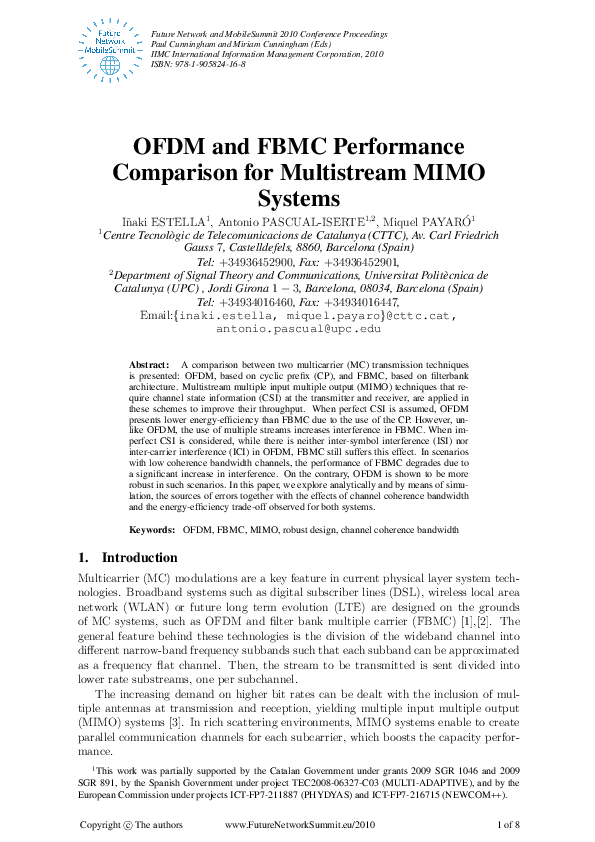 (PDF) OFDM and FBMC performance comparison for multistream MIMO systems