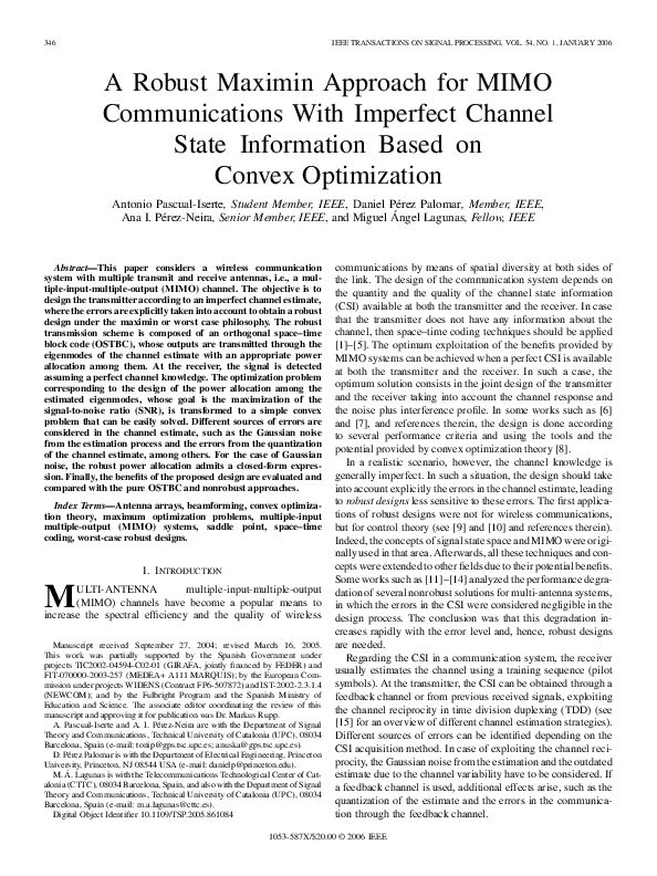 (PDF) A robust maximin approach for MIMO communications with imperfect ...