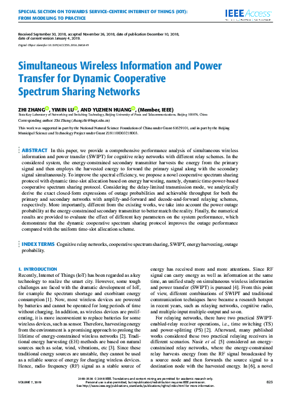 (PDF) Simultaneous wireless information and power transfer in multiuser ...