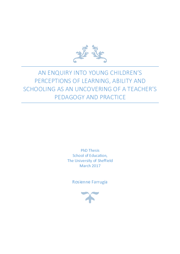 (PDF) An enquiry into young children's perceptions of learning, ability ...